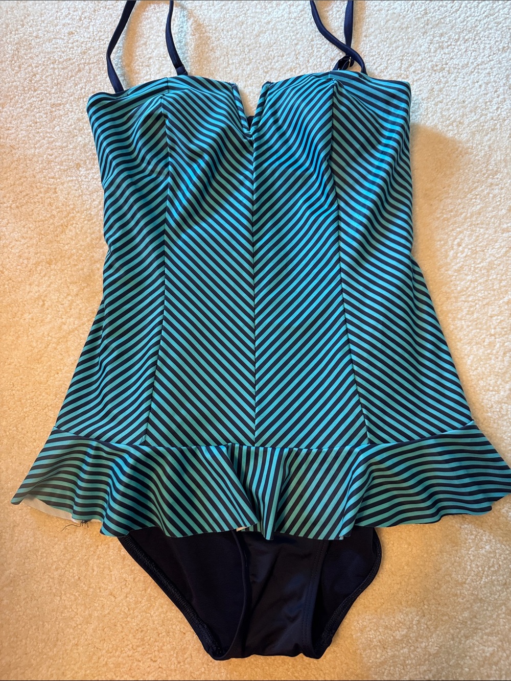 SPANX Navy with Mint Stripe Support Top